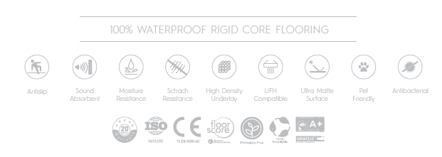 100% waterproof rigid core flooring karakteristike